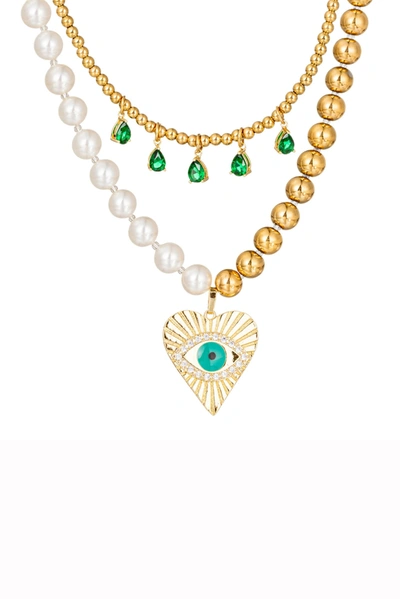 EYE CANDY LA EYE HEART PEARL NECKLACE