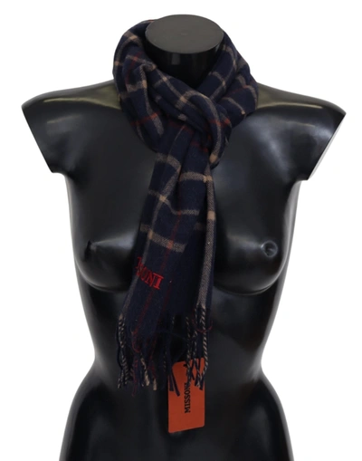 MISSONI CHECKE UNISEX NECK WRAP FRINGES MEN'S SCARF