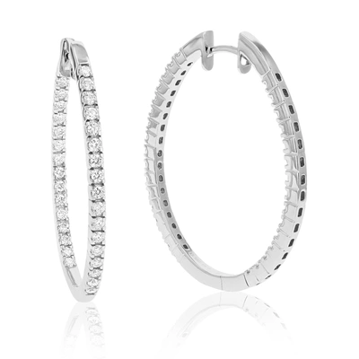 VIR JEWELS 1 CTTW ROUND LAB GROWN DIAMOND HOOP EARRINGS IN .925 STERLING SILVER PRONG SET 1 1/4 INCH