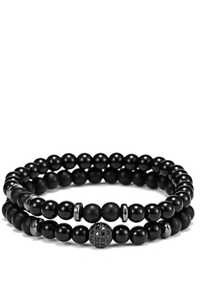 STEPHEN OLIVER BLACK ONYX CZ BRACELET SET