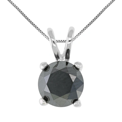 VIR JEWELS 6.50 CTTW BLACK DIAMOND SOLITAIRE PENDANT .925 STERLING SILVER ROUND WITH CHAIN