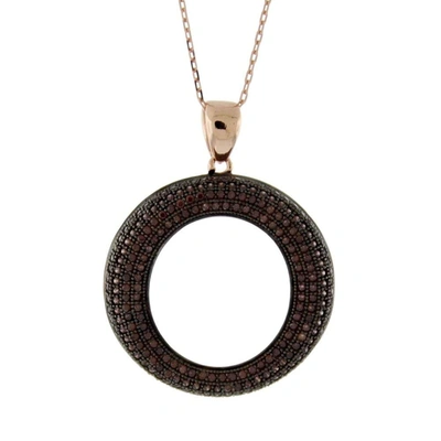 SUZY LEVIAN CHOCOLATE CUBIC ZIRCONIA GEMSTONE PAVE SET IN STERLING SILVER PENDANT