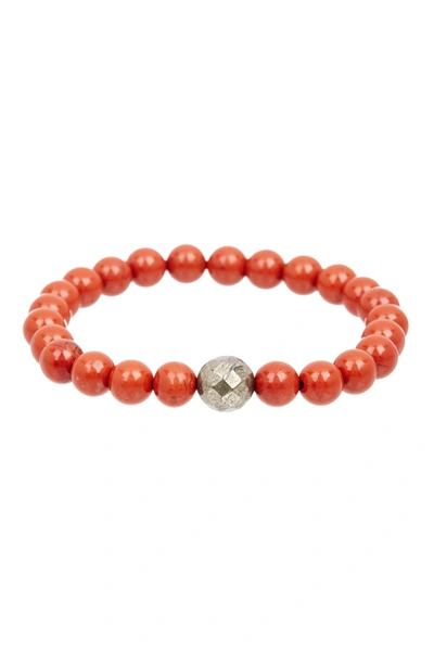 STEPHEN OLIVER RED JASPER FACETED SILVER BRACELET