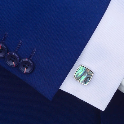 STEPHEN OLIVER SILVER MULTI SHELL CUSHION SHAPE CUFFLINKS