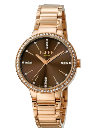 FERRE MILANO WOMEN'S BROWN DIAL STAINLESS STEEL WATCH
