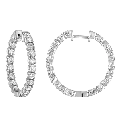 VIR JEWELS 3 CTTW I1-I2 CERTIFIED DIAMOND INSIDE OUT HOOP EARRINGS 14K WHITE GOLD 1 INCH
