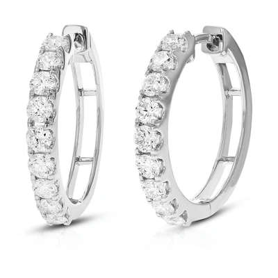 VIR JEWELS 1 CTTW ROUND CUT LAB GROWN DIAMOND HOOP EARRINGS IN .925 STERLING SILVER PRONG SET 2/3 INCH