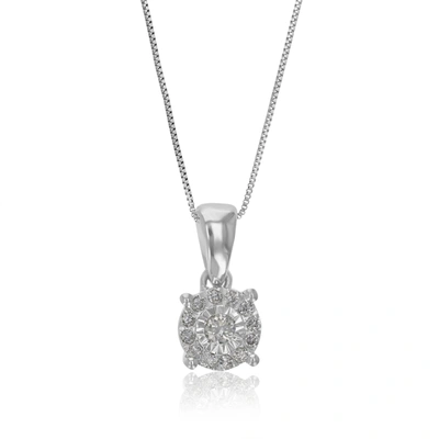 VIR JEWELS 1/10 CTTW LAB GROWN DIAMOND CIRCLE .925 STERLING SILVER PENDANT NECKLACE FOR WOMEN 1/4 INCH WITH 18 