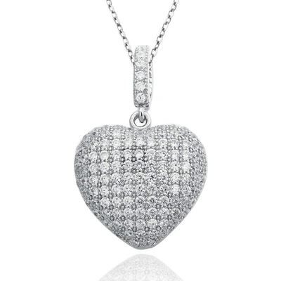 SUZY LEVIAN WHITE CUBIC ZIRCONIA STERLING SILVER PAVE HEART PENDANT