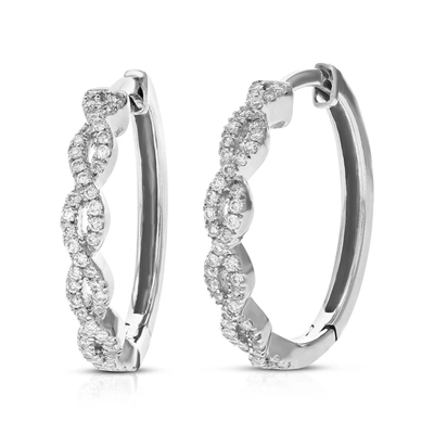VIR JEWELS 1/4 CTTW ROUND CUT LAB GROWN DIAMOND HOOP EARRINGS IN .925 STERLING SILVER PRONG SET 3/4 INCH