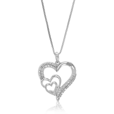VIR JEWELS 1/10 CTTW LAB GROWN ROUND DIAMOND HEART PENDANT NECKLACE .925 STERLING SILVER 3/4 INCH WITH 18 INCH 