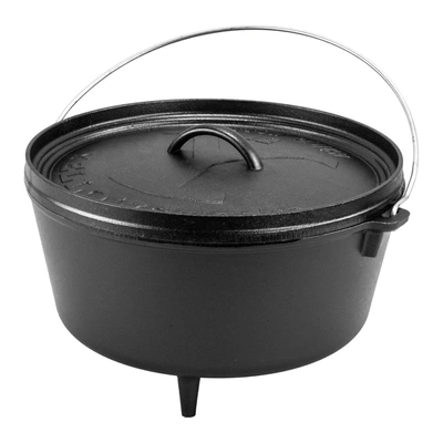 LODGE Lodge Yellowstone 8 Quart Seasoned Cast Iron Power Y Deep Camp Dutch Oven, 12 Inch Diameter