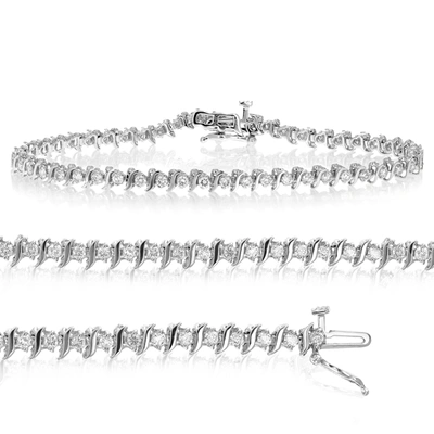 VIR JEWELS 1.50 CTTW DIAMOND BRACELET .925 STERLING SILVER CLASSIC S-LINK ROUND 7 INCH