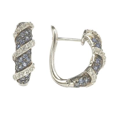 SUZY LEVIAN SAPPHIRE AND DIAMOND ACCENT IN STERLING SILVER PETITE WRAP AROUND EARRINGS