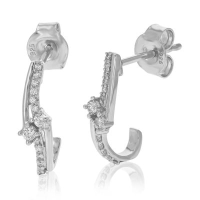 VIR JEWELS 1/6 CTTW LAB GROWN DIAMOND DANGLE EARRINGS ROUND CUT PRONG SET ON .925 STERLING SILVER SIZE 1/2 INCH