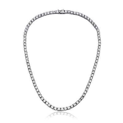 RACHEL GLAUBER WHITE GOLD PLATED CUBIC ZIRCONIA 3MM TENNIS NECKLACE
