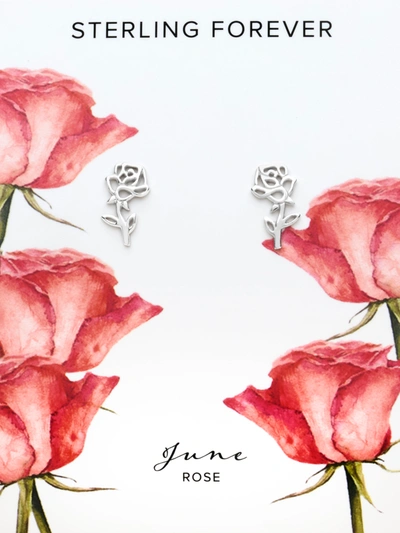 STERLING FOREVER STERLING SILVER BIRTH FLOWER EARRING STUDS - JUNE