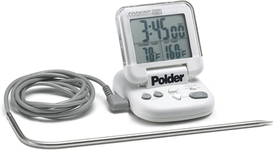 POLDER THM-362-90 DIGITAL IN-OVEN PROBE THERMOMETER/TIMER, WHITE