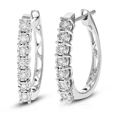 VIR JEWELS 1/5 CTTW ROUND LAB GROWN DIAMOND HOOP EARRINGS MADE IN .925 STERLING SILVER PRONG SET