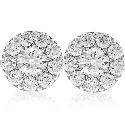 POMPEII3 3CT HALO DIAMOND STUDS 14K WHITE GOLD
