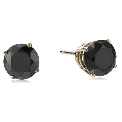 VIR JEWELS 1 CTTW BLACK DIAMOND STUD EARRINGS 14K YELLOW GOLD ROUND PUSH BACKS 4 PRONG BASKET