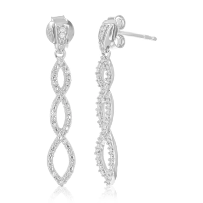 VIR JEWELS 1/5 CTTW LAB GROWN DIAMOND DANGLE EARRINGS .925 STERLING SILVER PRONG SET 1 1/4 INCH