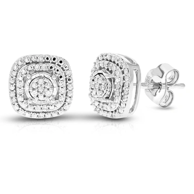 VIR JEWELS 1/10 CTTW 34 STONES ROUND LAB GROWN DIAMOND STUDS EARRINGS .925 STERLING SILVER PRONG SET SQUARE SHA