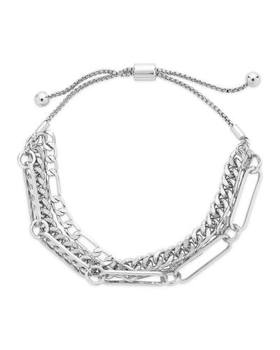 STERLING FOREVER LAYERED CHAIN BOLO BRACELET