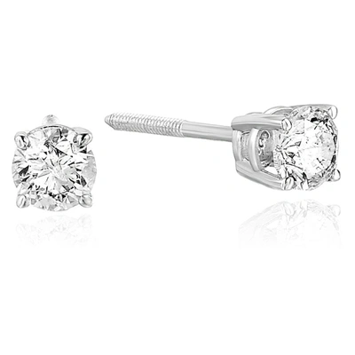 VIR JEWELS 1/2 CTTW CERTIFIED DIAMOND STUD EARRINGS 14K WHITE GOLD ROUND SCREW BACKS