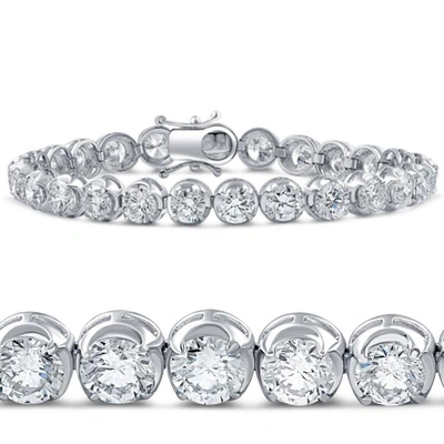 POMPEII3 14.55CT TW ROUND-CUT DIAMOND TENNIS BRACELET 7" 18K WHITE GOLD LAB GROWN