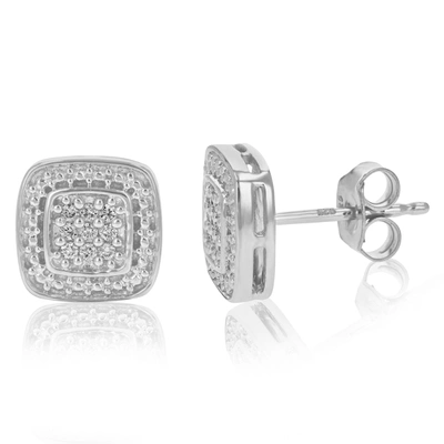 VIR JEWELS 1/10 CTTW ROUND CUT LAB GROWN DIAMOND .925 STERLING SILVER STUD EARRINGS PRONG SET