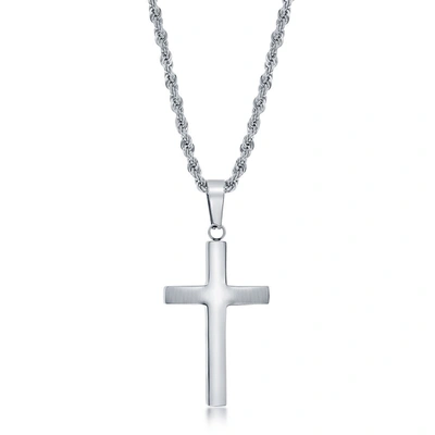 BLACKJACK STAINLESS STEEL POLISHED CROSS NECKLACE