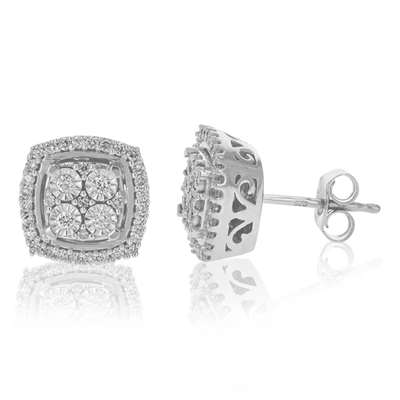 VIR JEWELS 1/2 CTTW ROUND LAB GROWN DIAMOND SQUARE STUD EARRINGS .925 STERLING SILVER PRONG SET