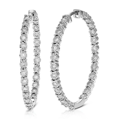 VIR JEWELS 1 CTTW LAB GROWN DIAMOND HOOP EARRING .925 STERLING SILVER PRONG SET ROUND CUT