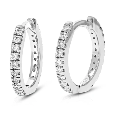 VIR JEWELS 1/4 CTTW ROUND CUT LAB GROWN DIAMOND HOOP EARRINGS IN .925 STERLING SILVER PRONG SET 2/5 INCH