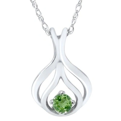 POMPEII3 SOLITAIRE PERIDOT PENDANT 10K WHITE GOLD