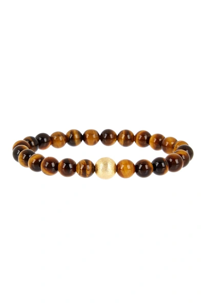 STEPHEN OLIVER 18K MATTE GOLD TIGER EYE BRACELET