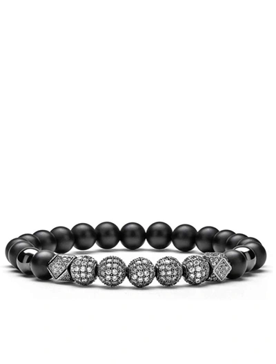STEPHEN OLIVER BLACK PLATED MATTE ONYX & MULTI CZ BRACELET