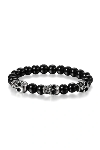 STEPHEN OLIVER BLACK MULTI SKULL SILVER BRACELET