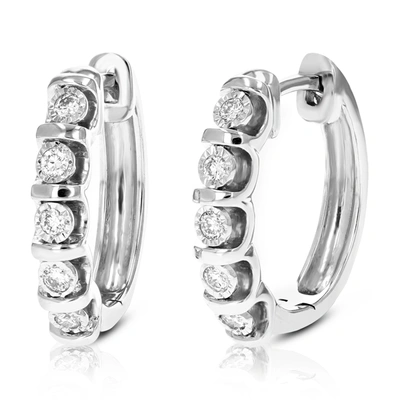VIR JEWELS 1/4 CTTW ROUND LAB GROWN DIAMOND HOOP EARRINGS .925 STERLING SILVER CHANNEL SET 2/3 INCH