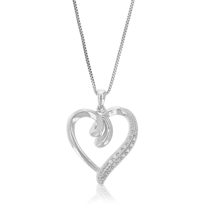 VIR JEWELS 1/10 CTTW LAB GROWN DIAMOND HEART SHAPE PENDANT NECKLACE .925 STERLING SILVER 3/4 INCH WITH 18 INCH 
