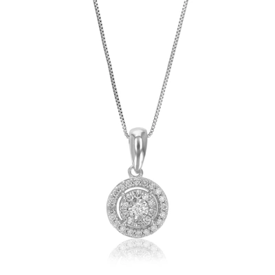 VIR JEWELS 1/6 CTTW LAB GROWN DIAMOND PENDANT NECKLACE .925 STERLING SILVER 1/3 INCH WITH 18 INCH CHAIN
