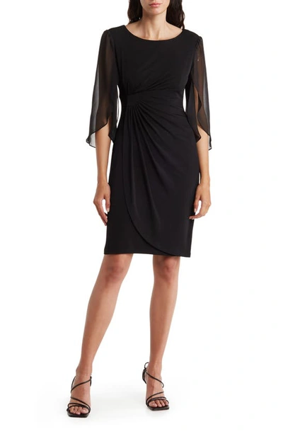 CONNECTED APPAREL CHIFFON CAPE SLEEVE DRESS