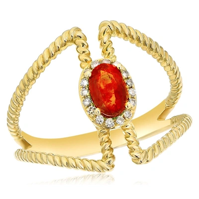 DIANA M. 14KT YG RING WITH 0.06CT DIAMONDS AND 0.41CT EM / 2.80GM / 17 STONE