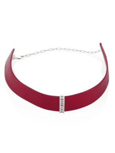 JENNIFER ZEUNER JEWELRY Ivy Alessandra White Sapphire & Leather Choker