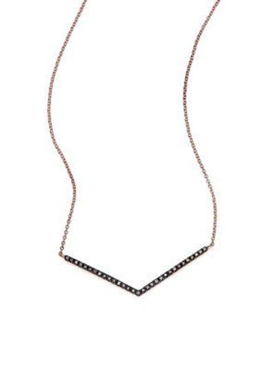 DIANE KORDAS Black Diamond & 18K Rose Gold Chevron Necklace