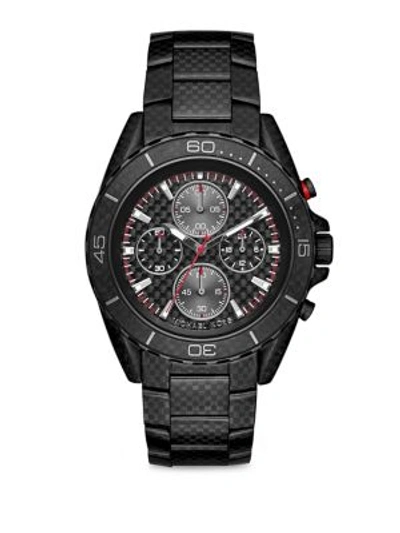 MICHAEL KORS Jetmaster Black Carbon Fiber & Blackened Stainless Steel Chronograph Bracelet Watch