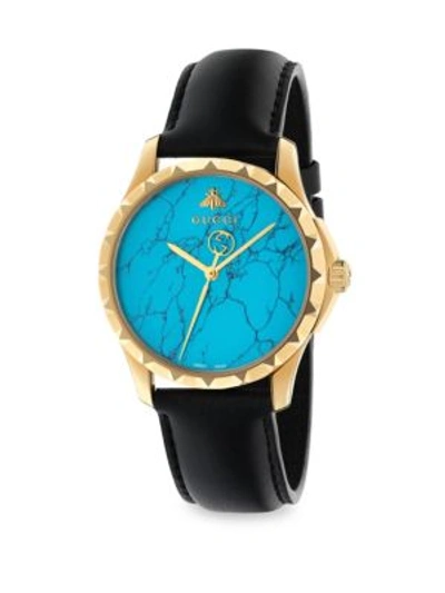 GUCCI Le Marché des Merveilles Synthetic Turquoise, Goldtone PVD & Leather Strap Watch