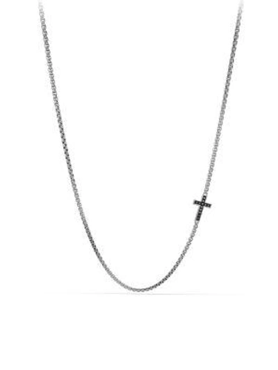 DAVID YURMAN MEN'S PAVÉ BLACK DIAMOND CROSS NECKLACE