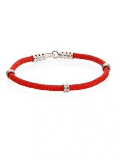 STINGHD MEN'S PURE SILVER & STINGRAY LEATHER CORD BRACELET